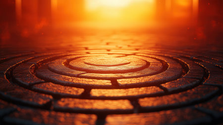 Paving stones in the park at sunset. Abstract background for design.の素材