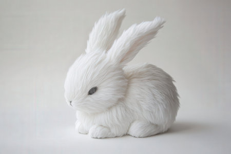 White rabbit on a white background. Easter decoration. Happy Easter.の素材