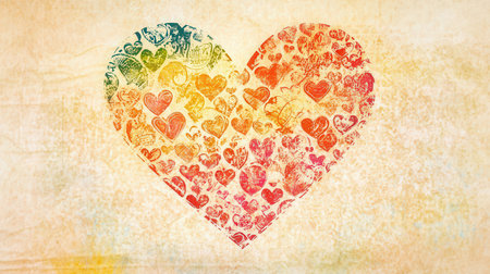 Valentine's day heart on grunge paper background with space for textの素材
