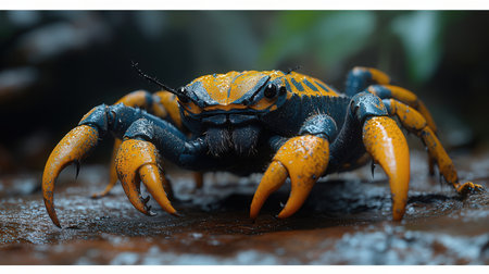 Close-up of a giant yellow scorpion (Sarcophorus sulphureus)の素材