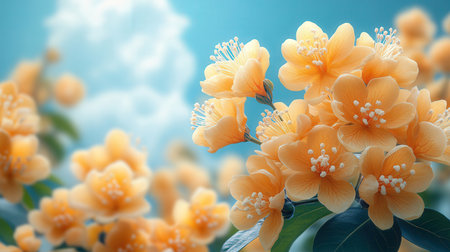 Beautiful jasmine flowers background with bokeh effect.の素材