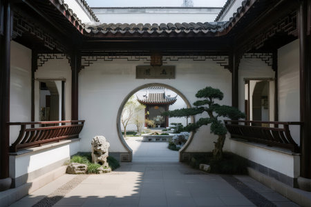 Korean traditional house in the Humble Administrator's Garden, Suzhou, Chinaの素材