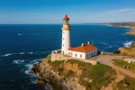 Aerial view of the Lighthouse of Cabo da Roca in Portugalの素材