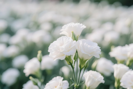 White carnation flower in the garden - Vintage filter and soft focusの素材