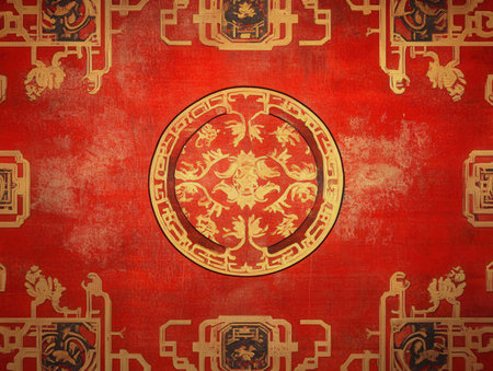 Grunge background with a shield in the style of the Renaissanceの素材