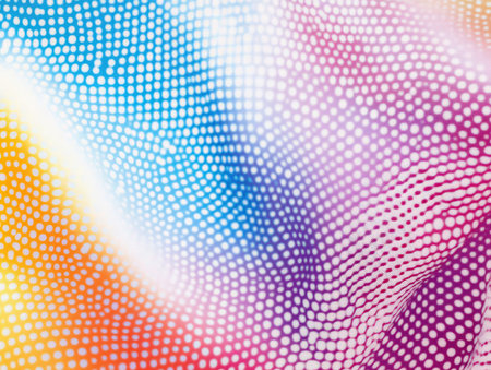 abstract background with dots and lines in blue, orange, yellow and red colorsの素材
