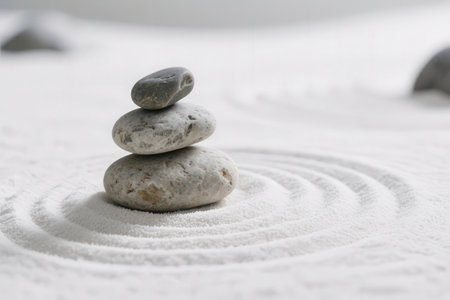 zen stones on white background, zen concept, shallow dofの素材
