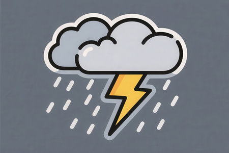 Weather forecast icon with cloud and lightning. Vector illustration. Eps 10の素材
