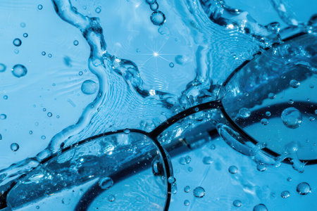 blue water with bubbles macro close up abstract background. high quality photoの素材