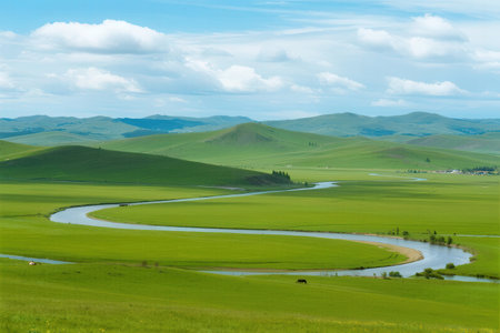 Hulun Buir grassland scenery in Inner Mongolia, Chinaの素材