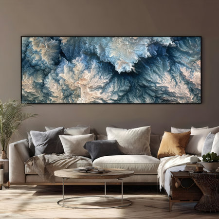 modern living room interior with mock up poster frame, 3d renderの素材