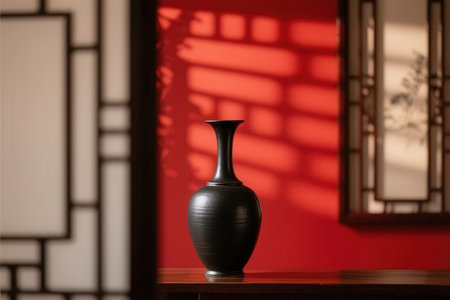 Vase on the table in a Japanese style room, closeupの素材