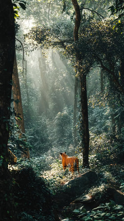 Tiger in the jungle of Borneo, Sabah, Malaysiaの素材