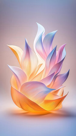 Colorful lotus flower on gradient background. 3D illustration.の素材