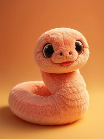 Cute rubber duck toy on orange background, close-up.の素材