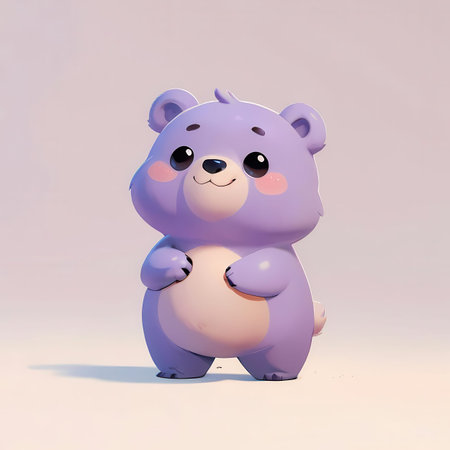 pink bear on a light background. 3d render illustration.の素材