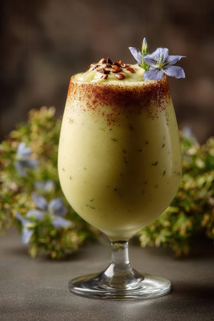 Coffee smoothies with whipped cream and chocolate, selective focusの素材