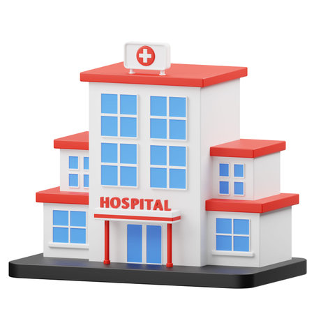 Hospital building on a white background. Isolated 3D imageの写真素材