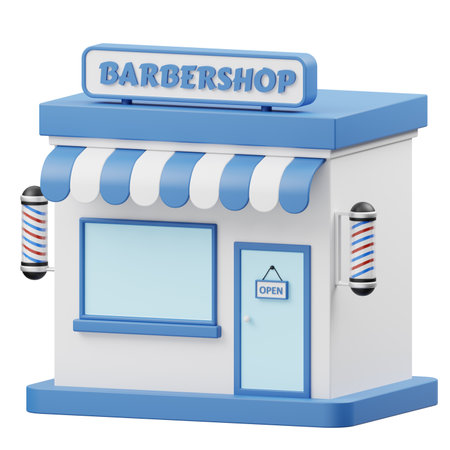 Illustration of an isolated barbershop shop on a white backgroundの写真素材