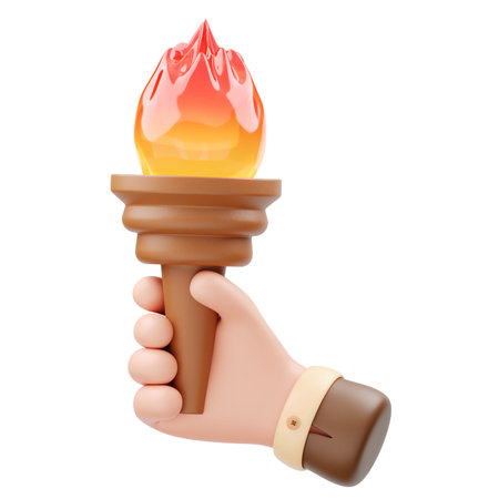 Hand Holding Torch 3D Illustrationの写真素材
