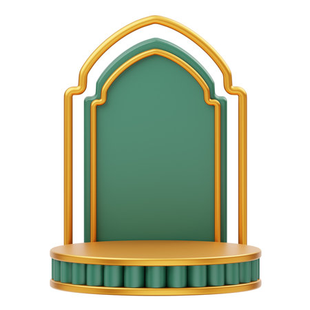 Green podium with arch 3d iconの写真素材