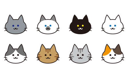 Cat face icons of various cat breeds.のイラスト素材