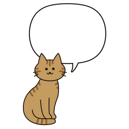 A red tabby cat with a balloon and a body facing to the right.のイラスト素材