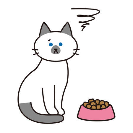 A siamese cat with a dissatisfied look on food.のイラスト素材