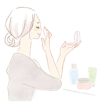 Profile of a young woman making up.のイラスト素材