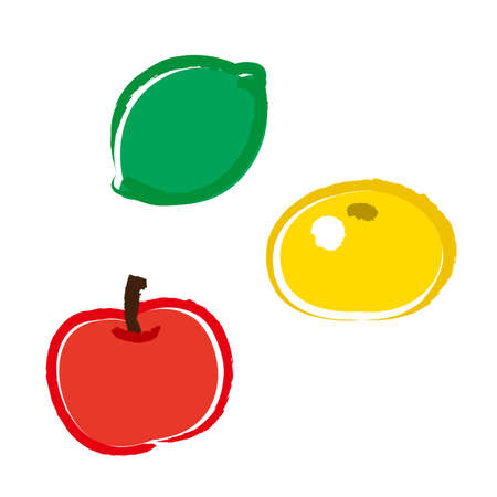 Powerful line drawing set of fruits.のイラスト素材