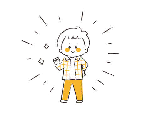 Elementary school boy who are full of motivation.のイラスト素材