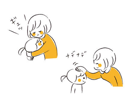 Set of mother and daughter affection.のイラスト素材