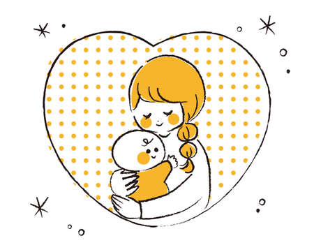 Mom hugging her baby in the heart.のイラスト素材