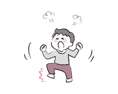 A boy hopping in anger.のイラスト素材