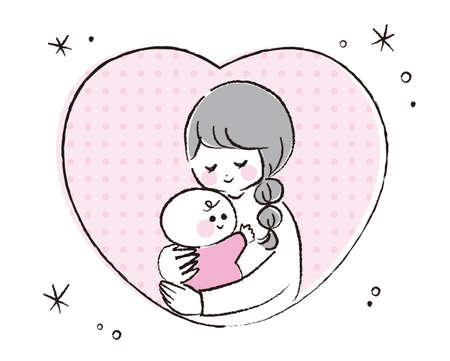 Mom hugging her baby in the heart.のイラスト素材