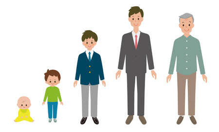 Male full length set of various generations.のイラスト素材