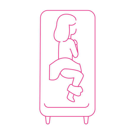 A woman undergoing an examination a proctology clinic.のイラスト素材