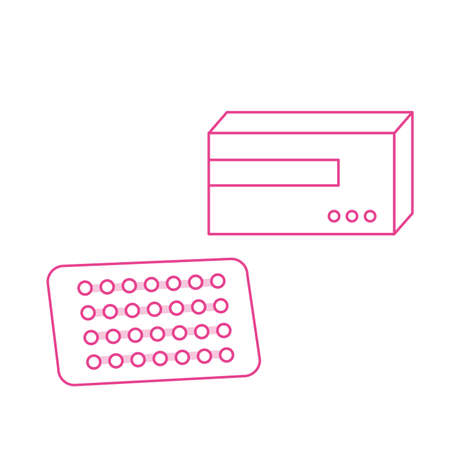 contraceptive pill and its box.のイラスト素材