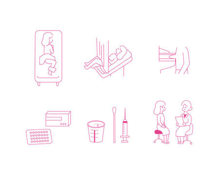 Illustration set about diseases peculiar to women.のイラスト素材