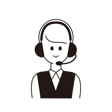 Upper body of a female operator wearing a headset.のイラスト素材