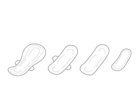 A pantyhose sheet and three types of sanitary napkins.のイラスト素材