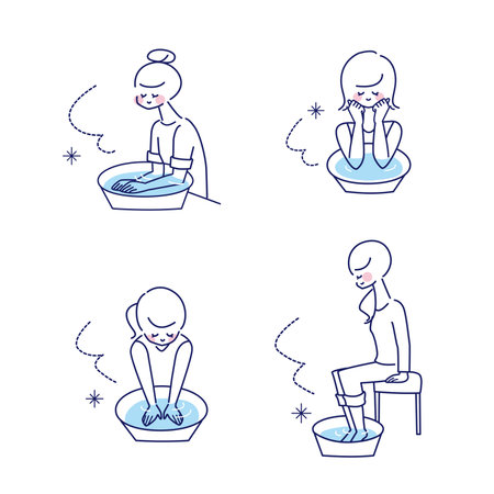Women's set to take a partial bath.のイラスト素材