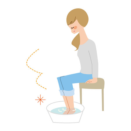 A woman taking a foot bath No line.のイラスト素材