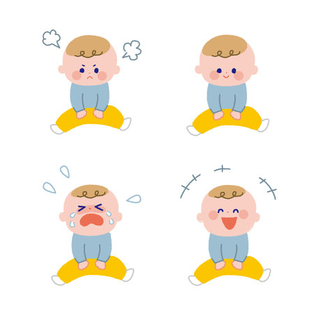 Emotions and sorrows baby lineless color set.のイラスト素材