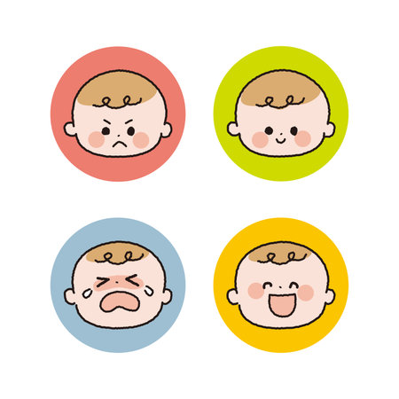 Baby face icon color background set.のイラスト素材
