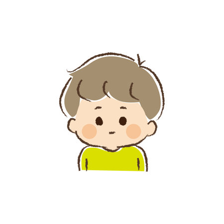 Upper body of an expressionless boy.のイラスト素材