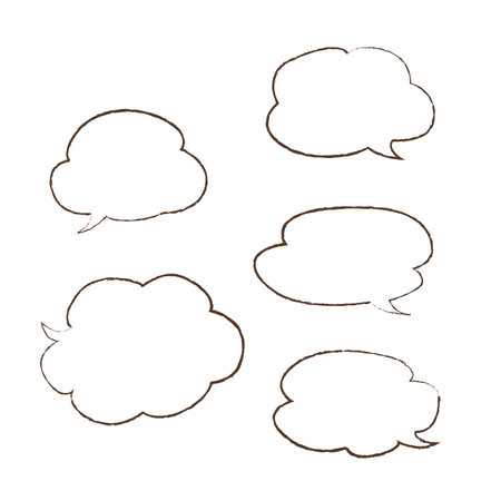 Set of 5 cloud-shaped speech bubbles.のイラスト素材