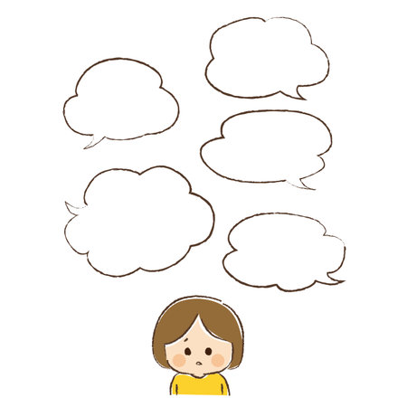 The upper body of a kid who is puzzled by being given a lot of information at once.のイラスト素材