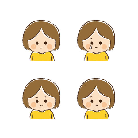 Emotions set of a kid with poor facial expressions.のイラスト素材