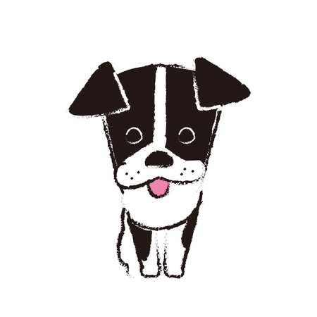 French bulldog sitting facing forward.のイラスト素材